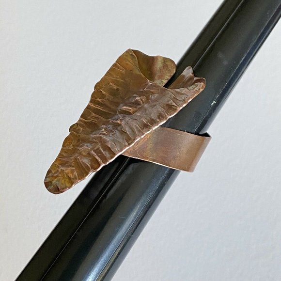 Don Dietz Organic Copper Leaf Handmade Unisex Mens Womens Ring Size 7-9 - Picture 3 of 7